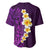 Purple Tropical Plumeria With Galaxy Polynesian Art Baseball Jersey - Wonder Print Shop