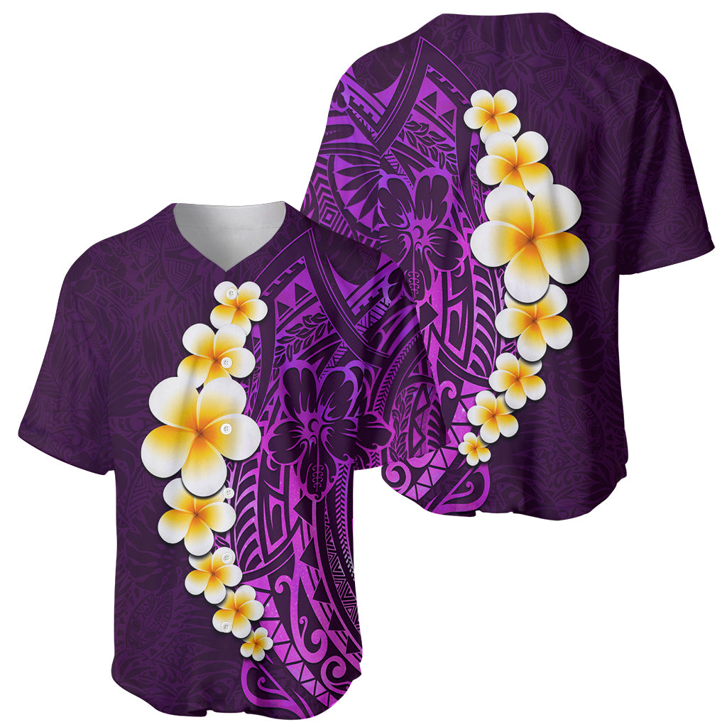 Purple Tropical Plumeria With Galaxy Polynesian Art Baseball Jersey - Wonder Print Shop