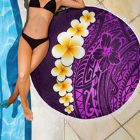 Purple Tropical Plumeria With Galaxy Polynesian Art Beach Blanket - Wonder Print Shop