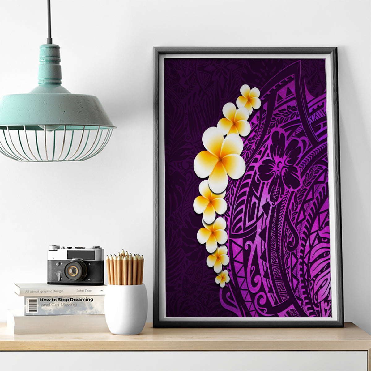 Purple Tropical Plumeria With Galaxy Polynesian Art Canvas Wall Art - Wonder Print Shop