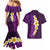 Purple Tropical Plumeria With Galaxy Polynesian Art Couples Matching Mermaid Dress and Hawaiian Shirt - Wonder Print Shop