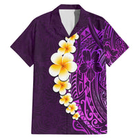 Purple Tropical Plumeria With Galaxy Polynesian Art Family Matching Mermaid Dress and Hawaiian Shirt - Wonder Print Shop