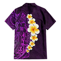 Purple Tropical Plumeria With Galaxy Polynesian Art Family Matching Mermaid Dress and Hawaiian Shirt - Wonder Print Shop