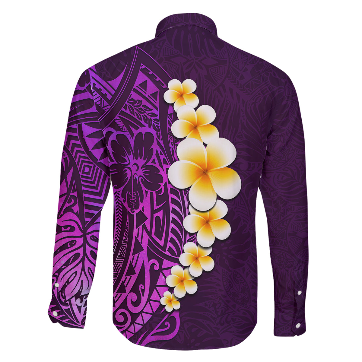 Purple Tropical Plumeria With Galaxy Polynesian Art Family Matching Mermaid Dress and Hawaiian Shirt - Wonder Print Shop