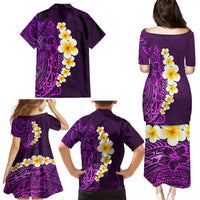 Purple Tropical Plumeria With Galaxy Polynesian Art Family Matching Puletasi Dress and Hawaiian Shirt - Wonder Print Shop