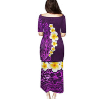 Purple Tropical Plumeria With Galaxy Polynesian Art Family Matching Puletasi Dress and Hawaiian Shirt - Wonder Print Shop