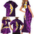 Purple Tropical Plumeria With Galaxy Polynesian Art Family Matching Short Sleeve Bodycon Dress and Hawaiian Shirt - Wonder Print Shop
