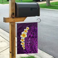Purple Tropical Plumeria With Galaxy Polynesian Art Garden Flag - Wonder Print Shop