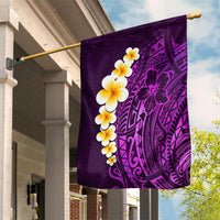 Purple Tropical Plumeria With Galaxy Polynesian Art Garden Flag - Wonder Print Shop