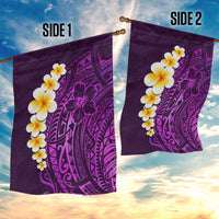 Purple Tropical Plumeria With Galaxy Polynesian Art Garden Flag - Wonder Print Shop