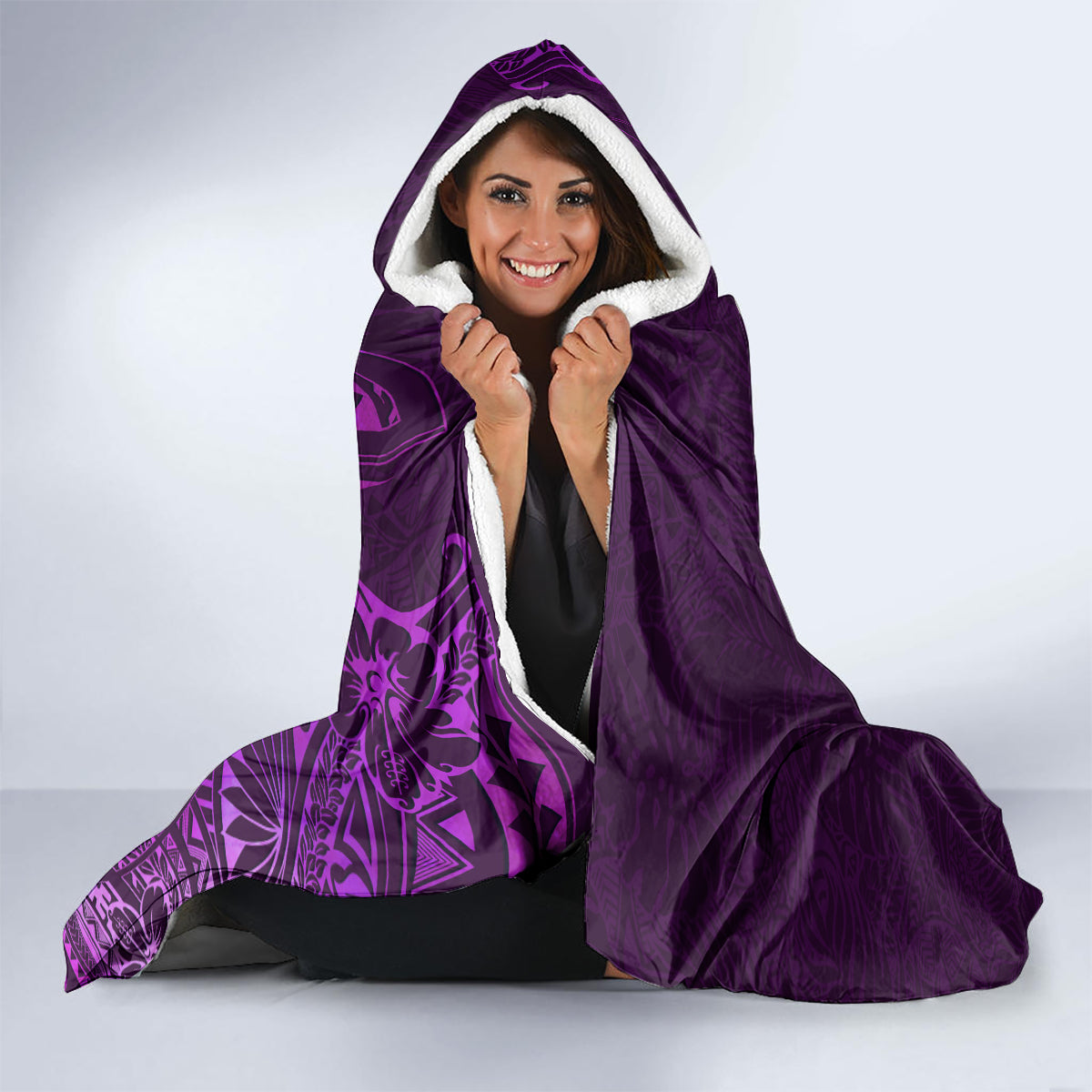 purple-tropical-plumeria-with-galaxy-polynesian-art-hooded-blanket