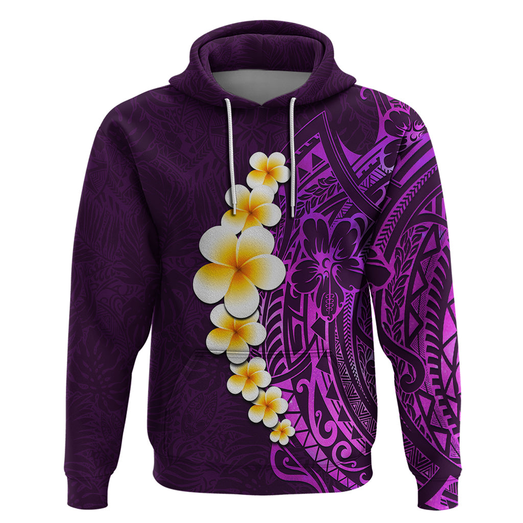 Purple Tropical Plumeria With Galaxy Polynesian Art Hoodie - Wonder Print Shop