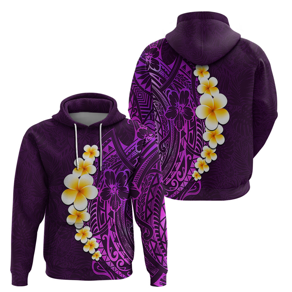 Purple Tropical Plumeria With Galaxy Polynesian Art Hoodie - Wonder Print Shop