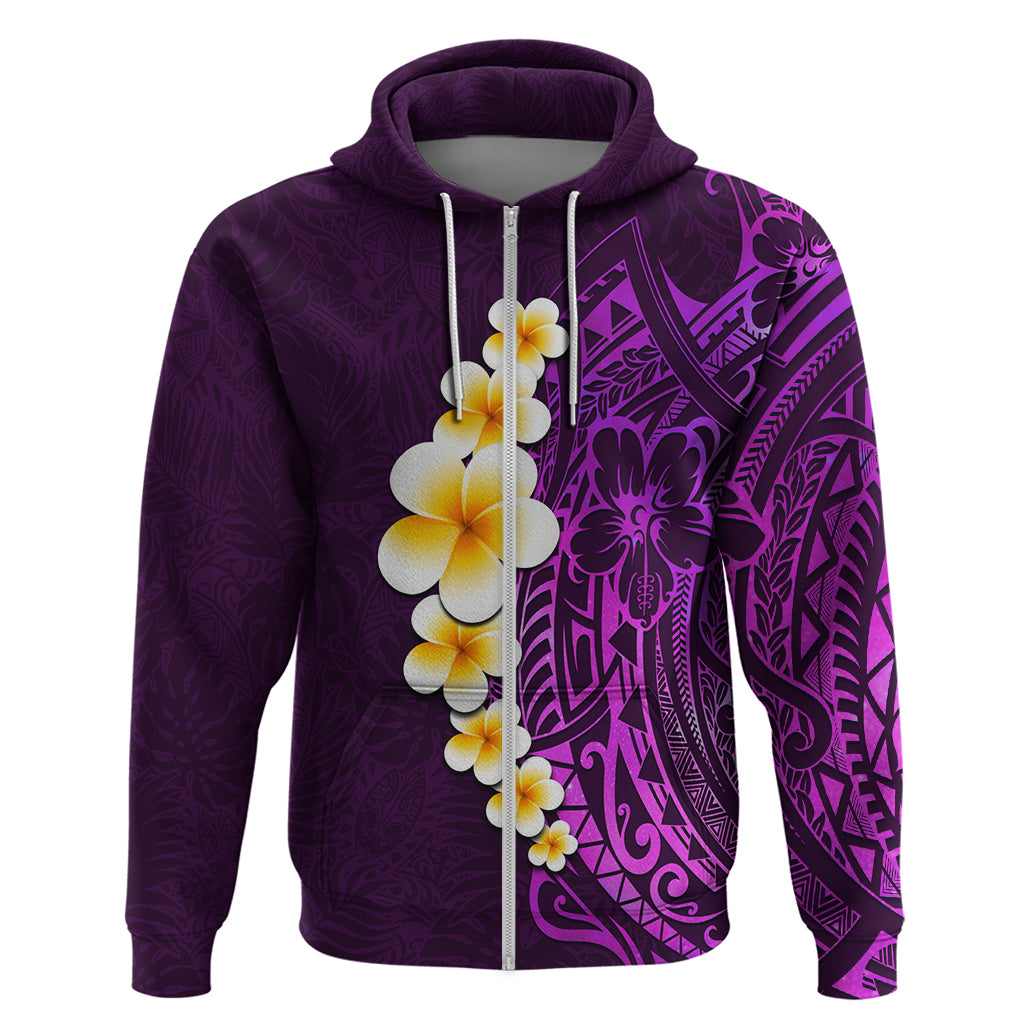 Purple Tropical Plumeria With Galaxy Polynesian Art Hoodie - Wonder Print Shop