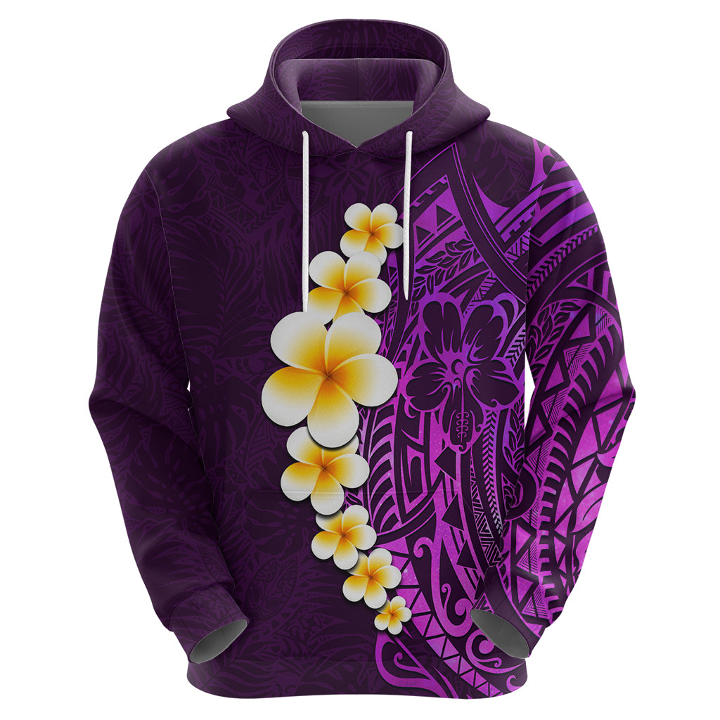 Purple Tropical Plumeria With Galaxy Polynesian Art Hoodie - Wonder Print Shop