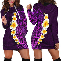 Purple Tropical Plumeria With Galaxy Polynesian Art Hoodie Dress - Wonder Print Shop