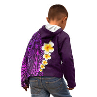 Purple Tropical Plumeria With Galaxy Polynesian Art Kid Hoodie - Wonder Print Shop