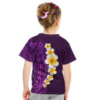 Purple Tropical Plumeria With Galaxy Polynesian Art Kid T Shirt - Wonder Print Shop