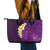 Purple Tropical Plumeria With Galaxy Polynesian Art Leather Tote Bag - Wonder Print Shop