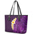 Purple Tropical Plumeria With Galaxy Polynesian Art Leather Tote Bag - Wonder Print Shop