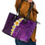 Purple Tropical Plumeria With Galaxy Polynesian Art Leather Tote Bag - Wonder Print Shop
