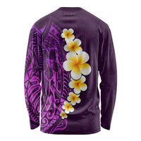 Purple Tropical Plumeria With Galaxy Polynesian Art Long Sleeve Shirt - Wonder Print Shop