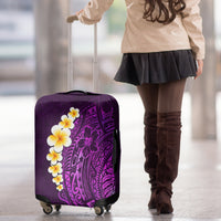 Purple Tropical Plumeria With Galaxy Polynesian Art Luggage Cover - Wonder Print Shop