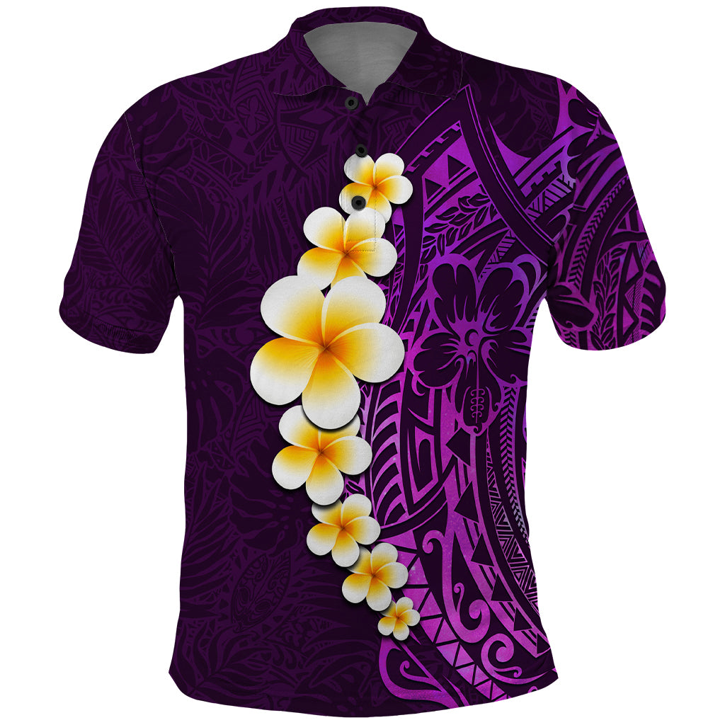 Purple Tropical Plumeria With Galaxy Polynesian Art Polo Shirt - Wonder Print Shop