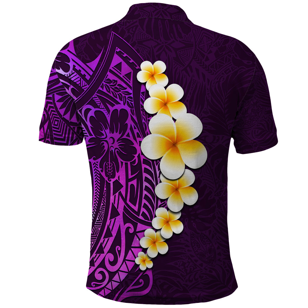 Purple Tropical Plumeria With Galaxy Polynesian Art Polo Shirt - Wonder Print Shop