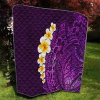Purple Tropical Plumeria With Galaxy Polynesian Art Quilt - Wonder Print Shop