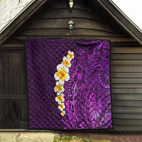 Purple Tropical Plumeria With Galaxy Polynesian Art Quilt - Wonder Print Shop
