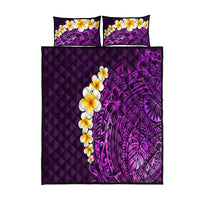 Purple Tropical Plumeria With Galaxy Polynesian Art Quilt Bed Set - Wonder Print Shop