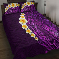 Purple Tropical Plumeria With Galaxy Polynesian Art Quilt Bed Set - Wonder Print Shop
