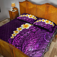 Purple Tropical Plumeria With Galaxy Polynesian Art Quilt Bed Set - Wonder Print Shop