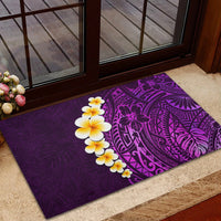 Purple Tropical Plumeria With Galaxy Polynesian Art Rubber Doormat - Wonder Print Shop