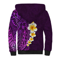 Purple Tropical Plumeria With Galaxy Polynesian Art Sherpa Hoodie - Wonder Print Shop