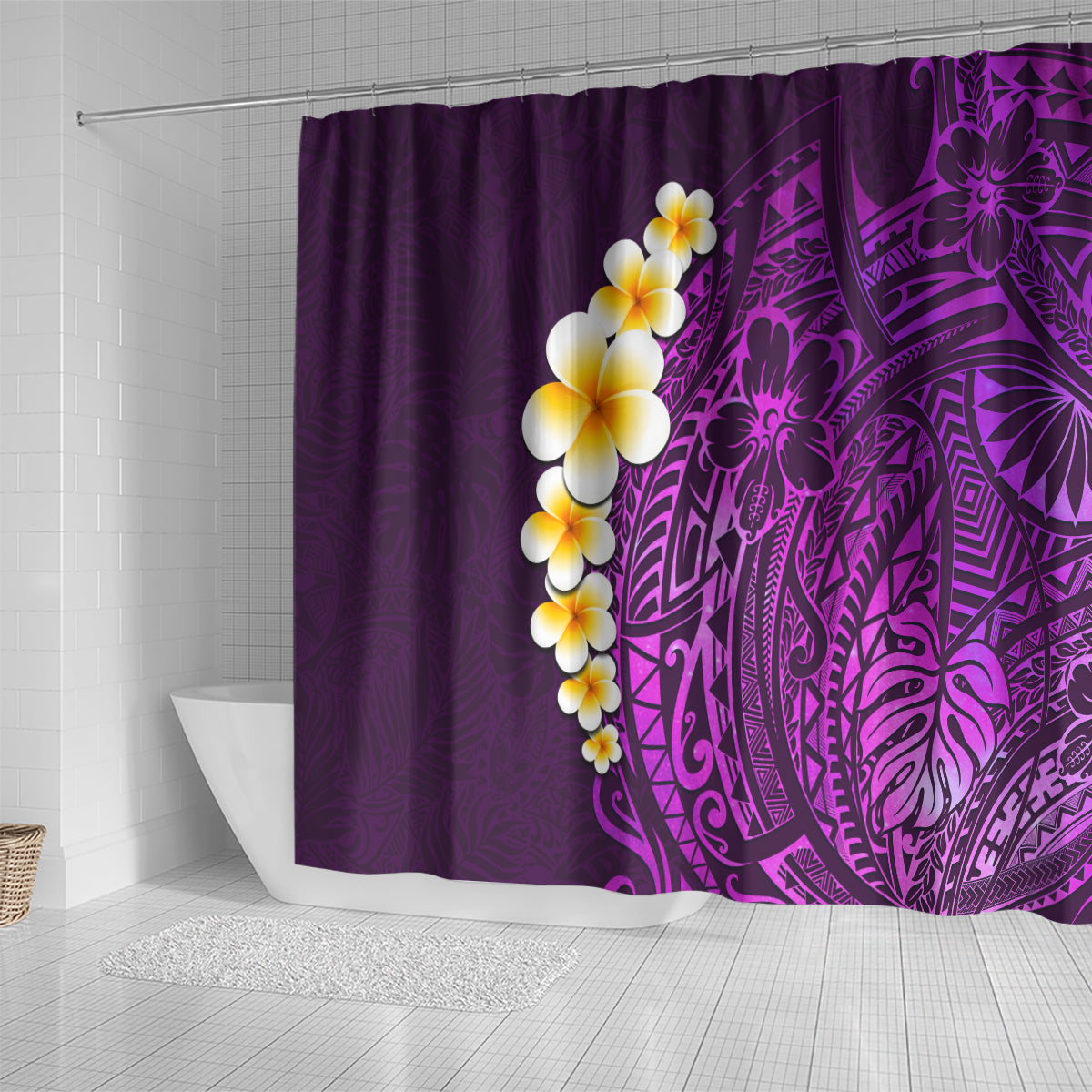 purple-tropical-plumeria-with-galaxy-polynesian-art-shower-curtain