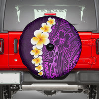 Purple Tropical Plumeria With Galaxy Polynesian Art Spare Tire Cover - Wonder Print Shop