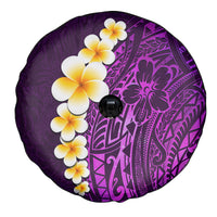 Purple Tropical Plumeria With Galaxy Polynesian Art Spare Tire Cover - Wonder Print Shop