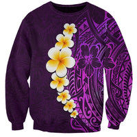 Purple Tropical Plumeria With Galaxy Polynesian Art Sweatshirt - Wonder Print Shop
