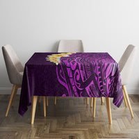 Purple Tropical Plumeria With Galaxy Polynesian Art Tablecloth - Wonder Print Shop