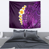 Purple Tropical Plumeria With Galaxy Polynesian Art Tapestry - Wonder Print Shop