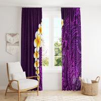 Purple Tropical Plumeria With Galaxy Polynesian Art Window Curtain - Wonder Print Shop
