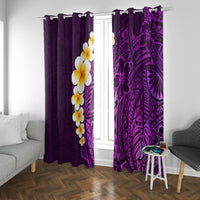 Purple Tropical Plumeria With Galaxy Polynesian Art Window Curtain - Wonder Print Shop