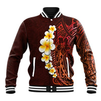 Red Tropical Plumeria With Galaxy Polynesian Art Baseball Jacket - Wonder Print Shop