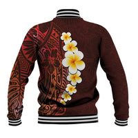 Red Tropical Plumeria With Galaxy Polynesian Art Baseball Jacket - Wonder Print Shop