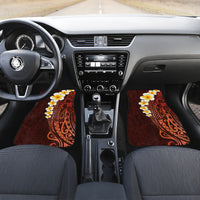 Red Tropical Plumeria With Galaxy Polynesian Art Car Mats - Wonder Print Shop