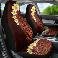 Red Tropical Plumeria With Galaxy Polynesian Art Car Seat Cover - Wonder Print Shop