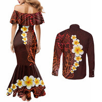 red-tropical-plumeria-with-galaxy-polynesian-art-couples-matching-mermaid-dress-and-long-sleeve-button-shirt