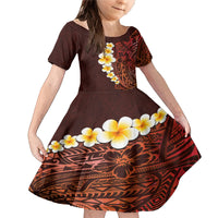 Red Tropical Plumeria With Galaxy Polynesian Art Family Matching Mermaid Dress and Hawaiian Shirt - Wonder Print Shop